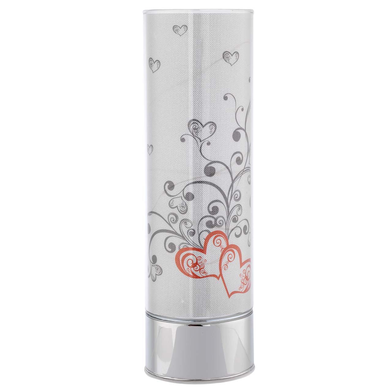 LAMPADA IN VETRO H. 30 CON DECORO CUORI
